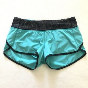 Lululemon Women Blue Tropics Burlap Texture Black Dune Run Speed Short 4-way 6